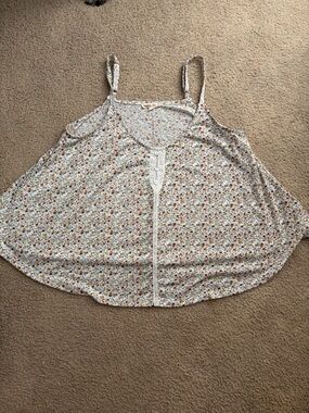 Hem & Thread Cream Floral Lace-Trim Cami with Multicolor Print